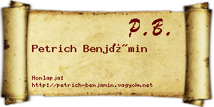 Petrich Benjámin névjegykártya